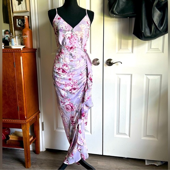 Astr Dresses & Skirts - astr | mermaidcore pastel purple floral ruffle chiffon dress